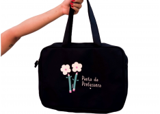 Pasta / Bolsa Notebook Professora-Flor Rosa