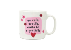 Canequinha 120ml Café, Oração, Muita Fé e Gratidão