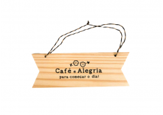 Placa Retangular Café E Alegria